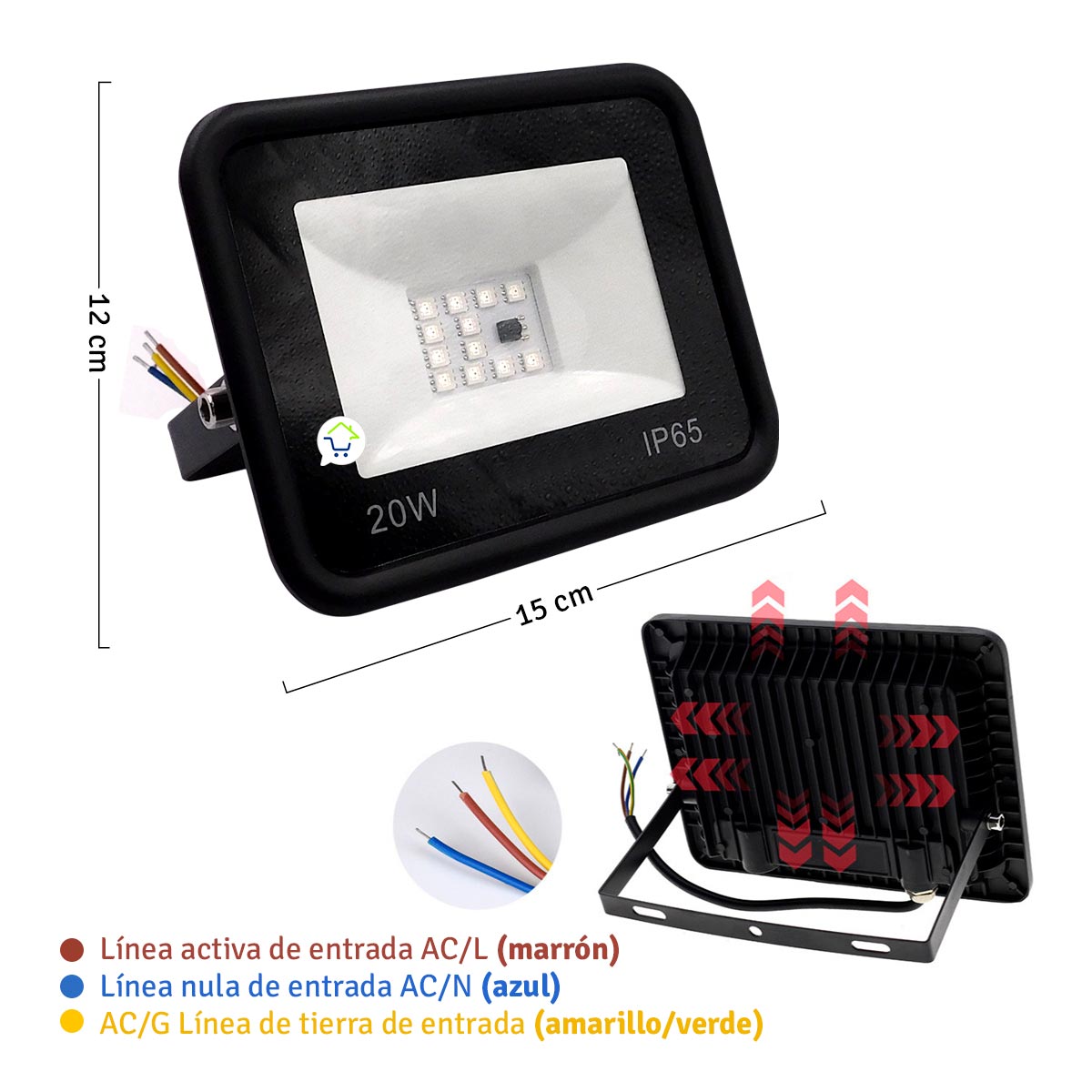 Reflector LED Multicolor RGB Impermeable Control Remoto WT60020