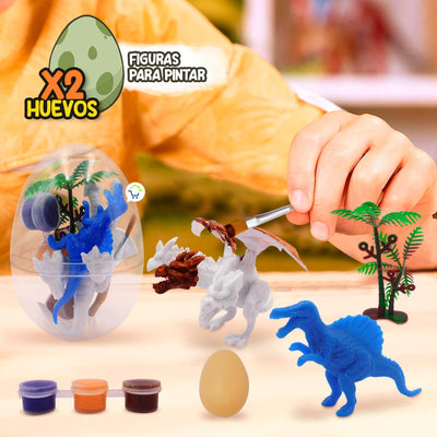 Set x2 Huevos Figuras Juguete Dinosaurio Para Pintar Didáctico 52511