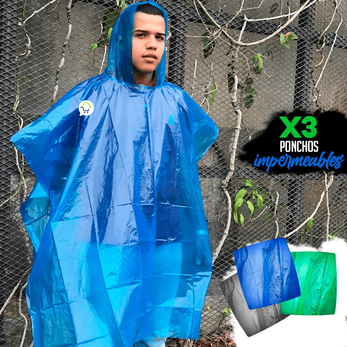 Set x3 Impermeables Poncho Capa Desechable IMCC01